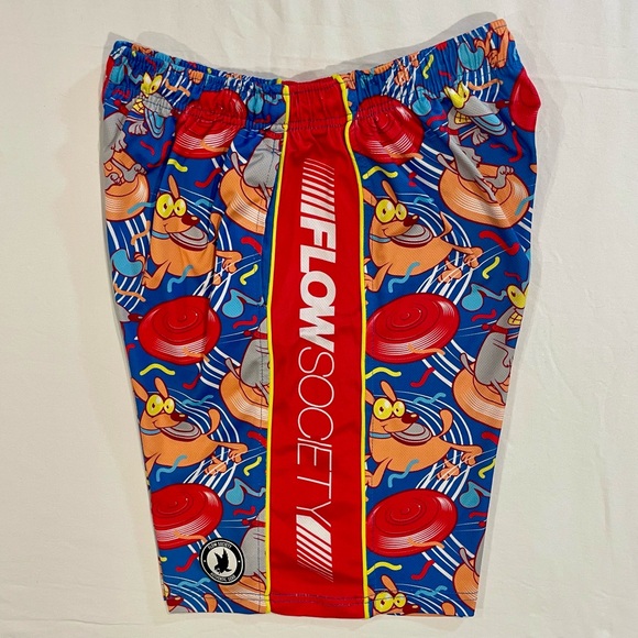 Flow Society Lacrosse Shorts Boys XL Frisbee Dogs Attack Lax Summer Red Blue - Picture 4 of 5